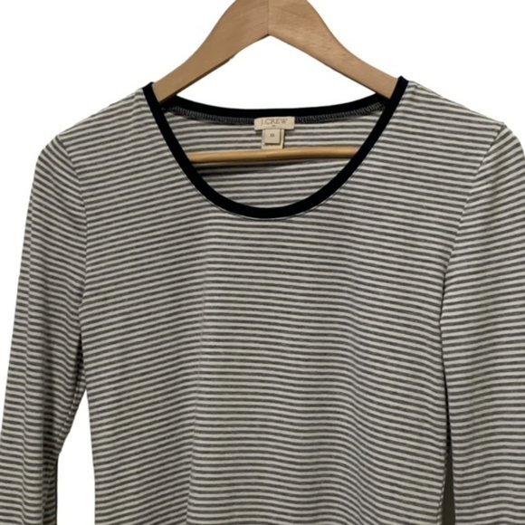 J.Crew Gray White Navy Trim Long Sleeve T Shirt XS - Picture 3 of 9